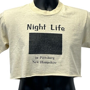 Vintage Pittsburgh New Hampshire Crop Top T Shirt Mens S Small Beige Night Life